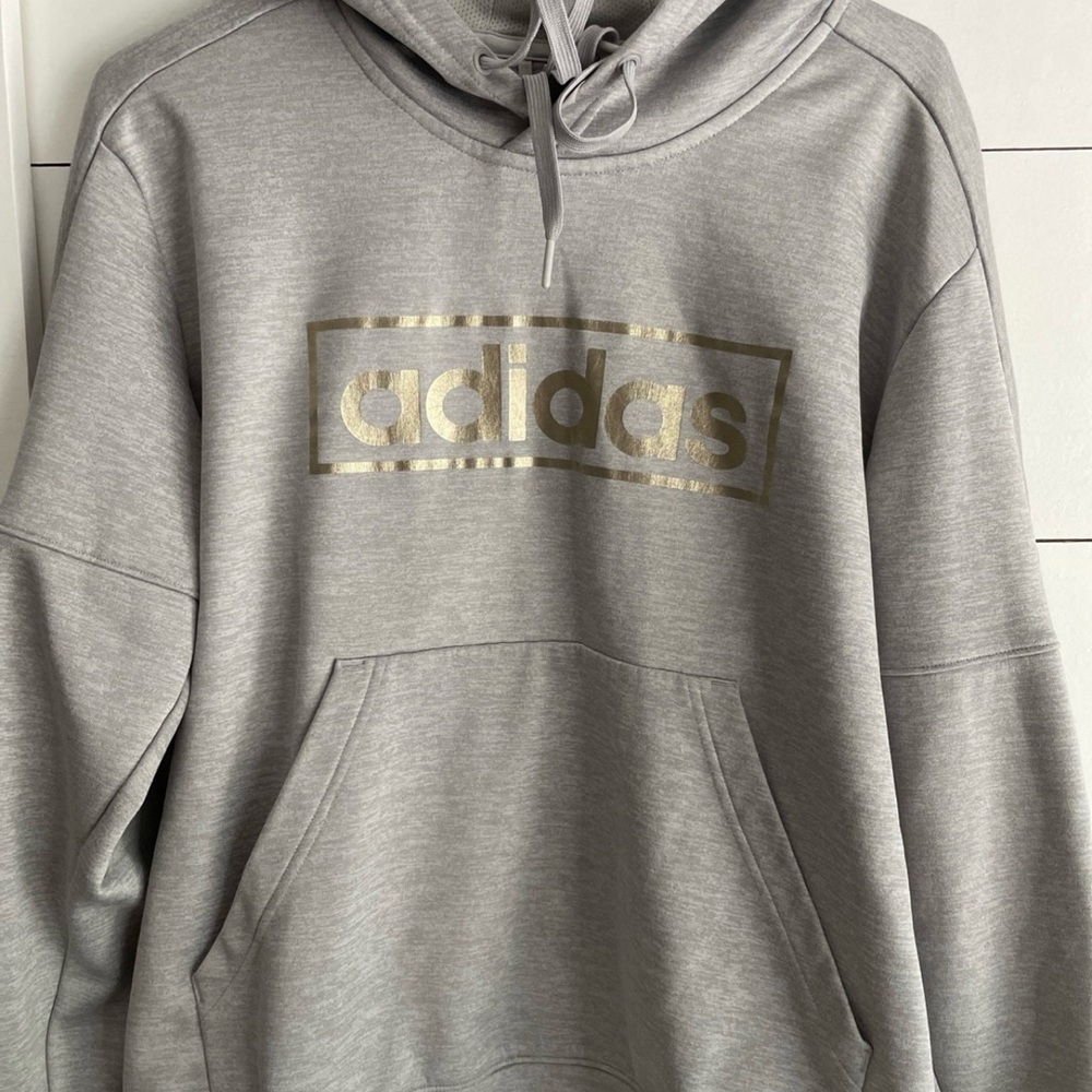 Adidas Women's Gray Hoodie with Gold Logo - Picture 2 of 8